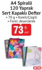 STUDİ A4 SPİRALLİ 120 YAPRAK SERT KAPAKLI DEFTER 70 G KARELİ/ÇİZGİLİ